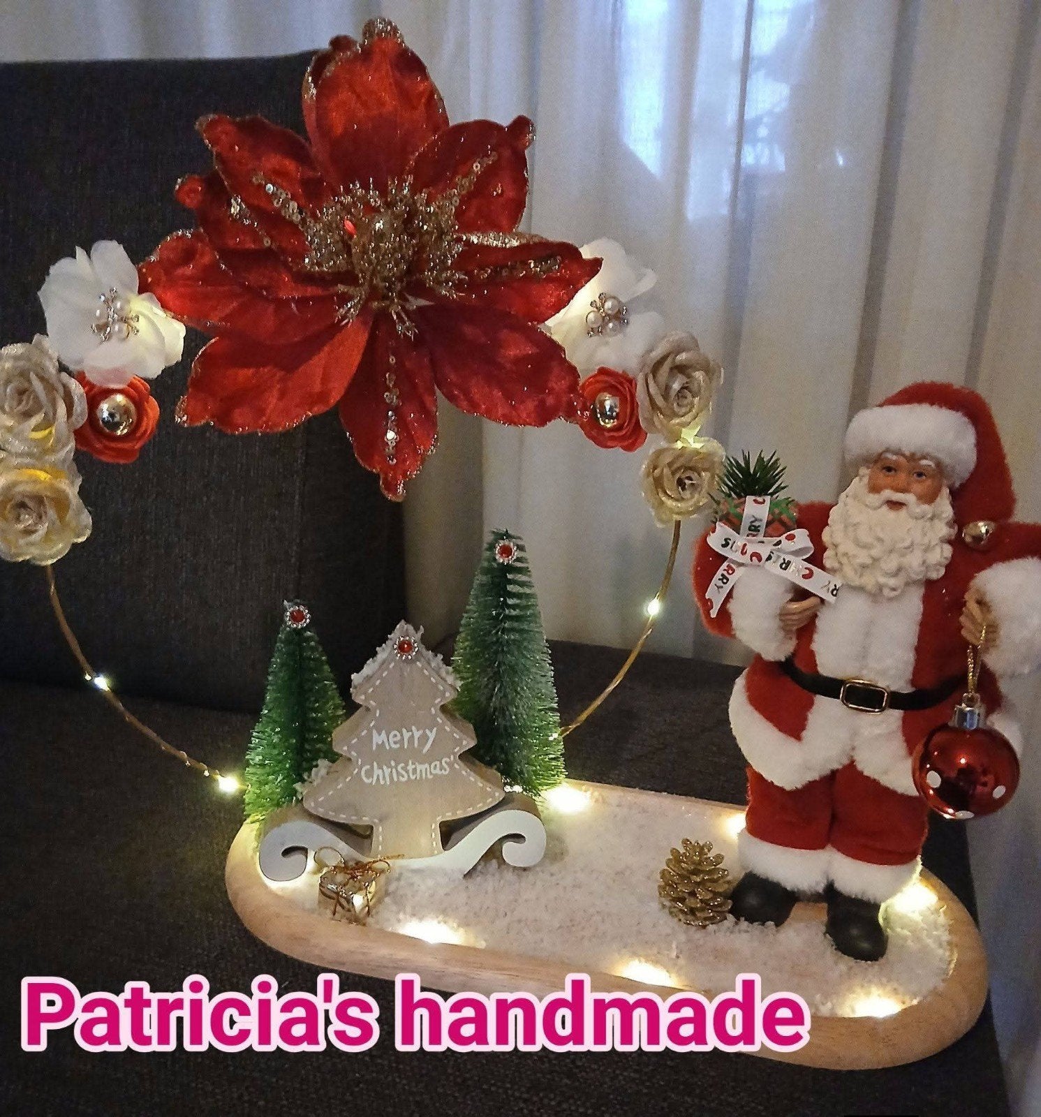 kerststuk ingepakt in sillefaan, Diversen, Ophalen, Nieuw