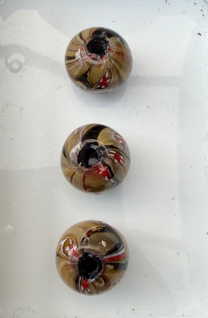 3 stuks kralen Murano-stijl goudbruin millefiori, Ophalen of Verzenden, Nieuw, Kraal