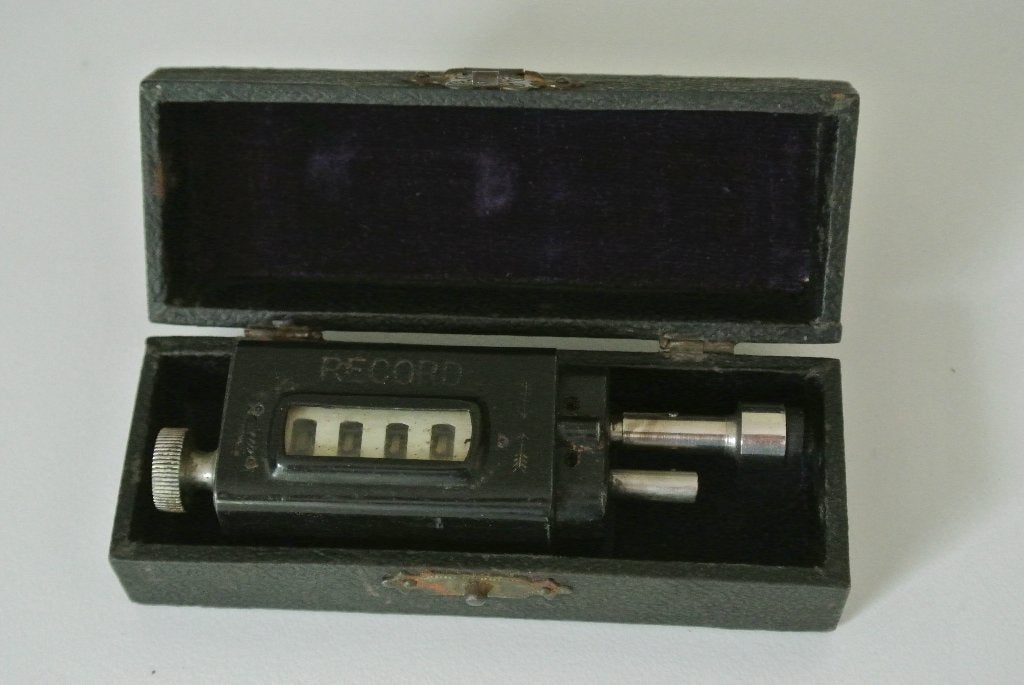 Vintage 'Record' Toerenteller in originele doos, Ophalen of Verzenden
