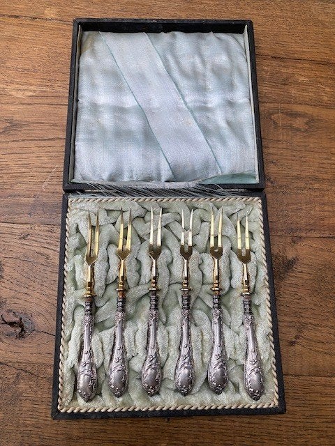Set met 6 antieke zilveren vorkjes, Ophalen of Verzenden