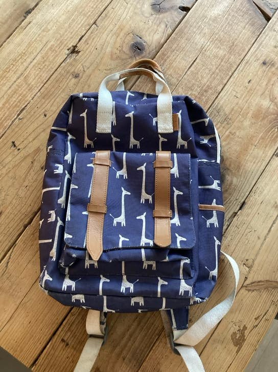 Kinder rugtas giraffen blauw, Ophalen, Zo goed als nieuw, Overige merken, 30 tot 45 cm