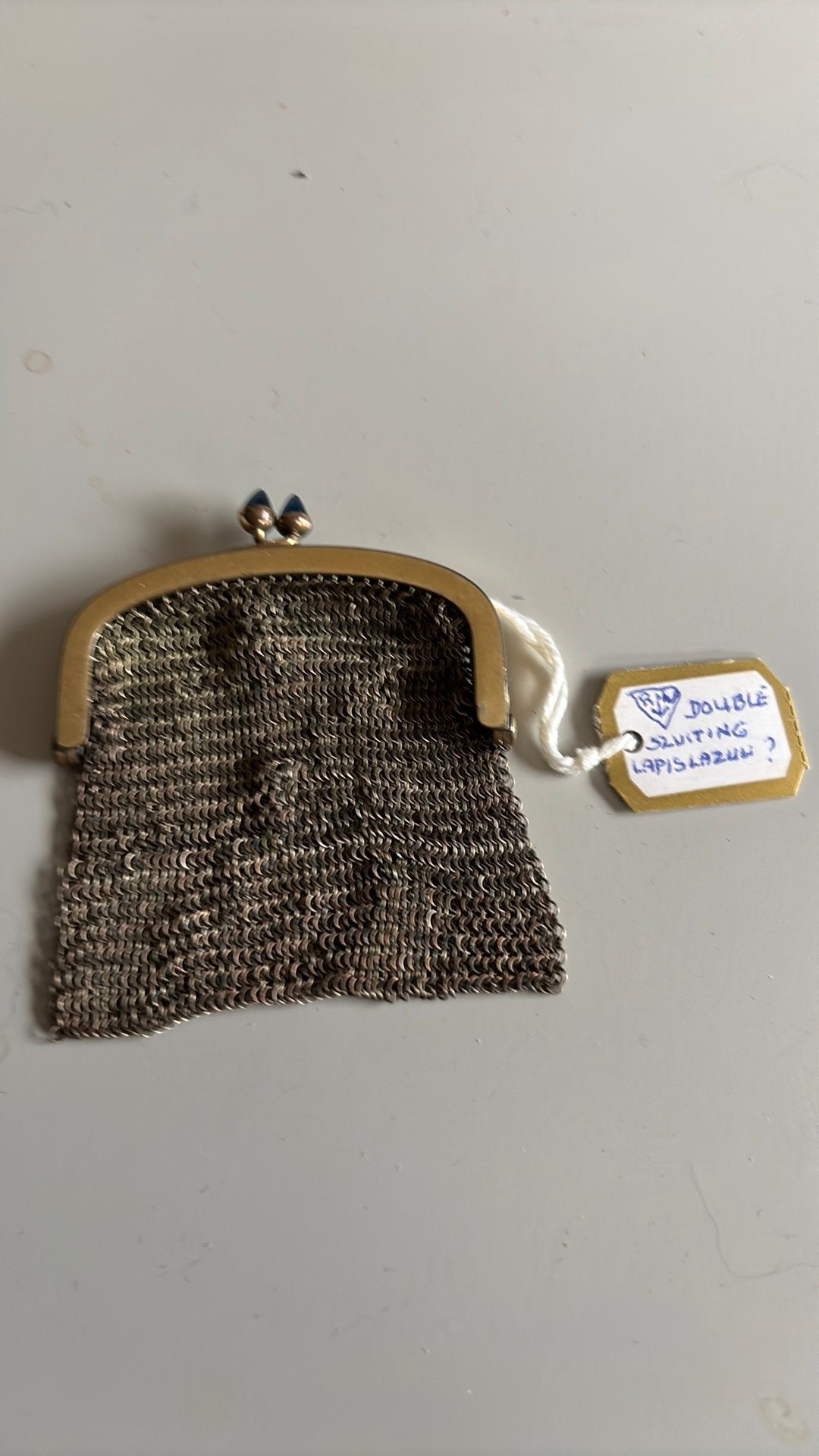 Antieke beurs met dubbele sluiting en lapis lazuli, Antiek en Kunst, Ophalen of Verzenden