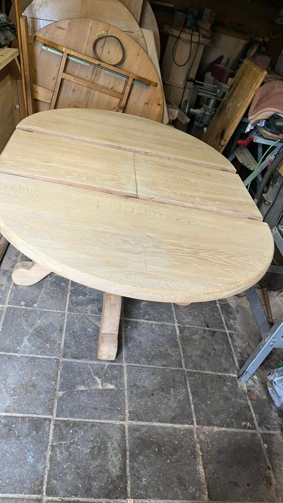 Eiken uitschuifbare tafel onbehandeld, Huis en Inrichting, Tafels | Eettafels, Ophalen of Verzenden, Rechthoekig, 200 cm of meer