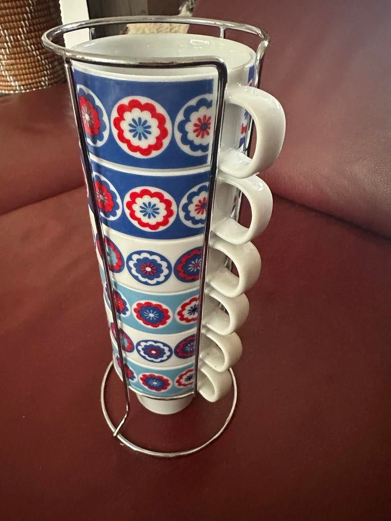 Vintage koffiekopjes in rekje - Pagnossin Treviso, Ophalen of Verzenden, Zo goed als nieuw
