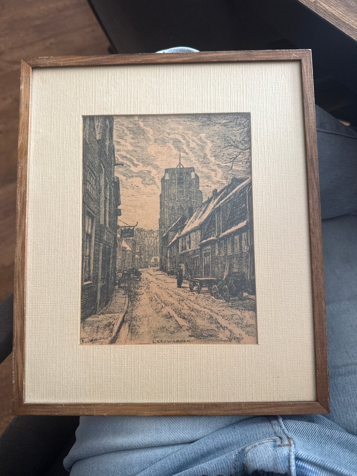 Schilderijtje Oldehove Leeuwarden, ingelijst, Ophalen, Stadsgezicht, Ingelijst