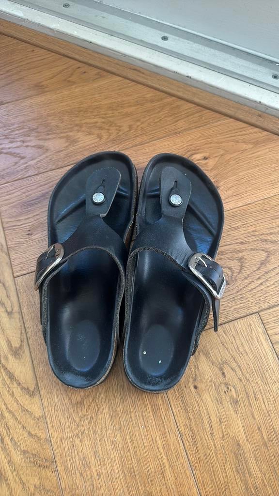 Birkenstock Gizeh Big Buckle leather sandals, Ophalen of Verzenden, Zo goed als nieuw, Zwart, Sandalen