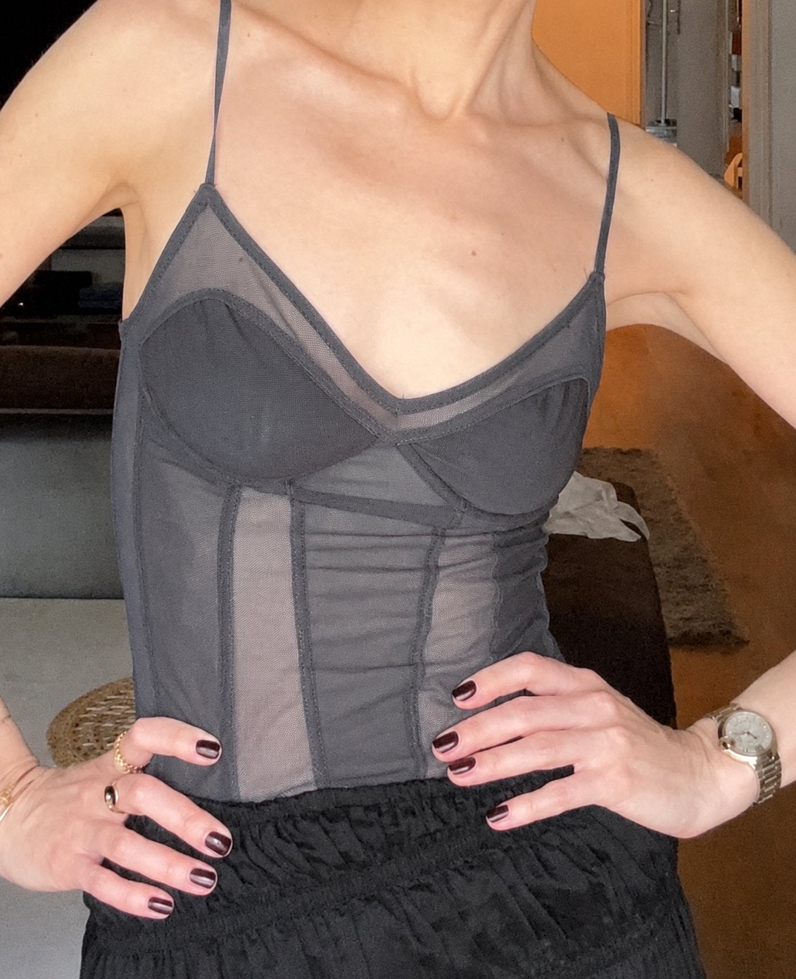 Zara mesh cami bustier top met cups, corset, grijs, Nieuw, Ophalen of Verzenden, Grijs, Maat 36 (S)