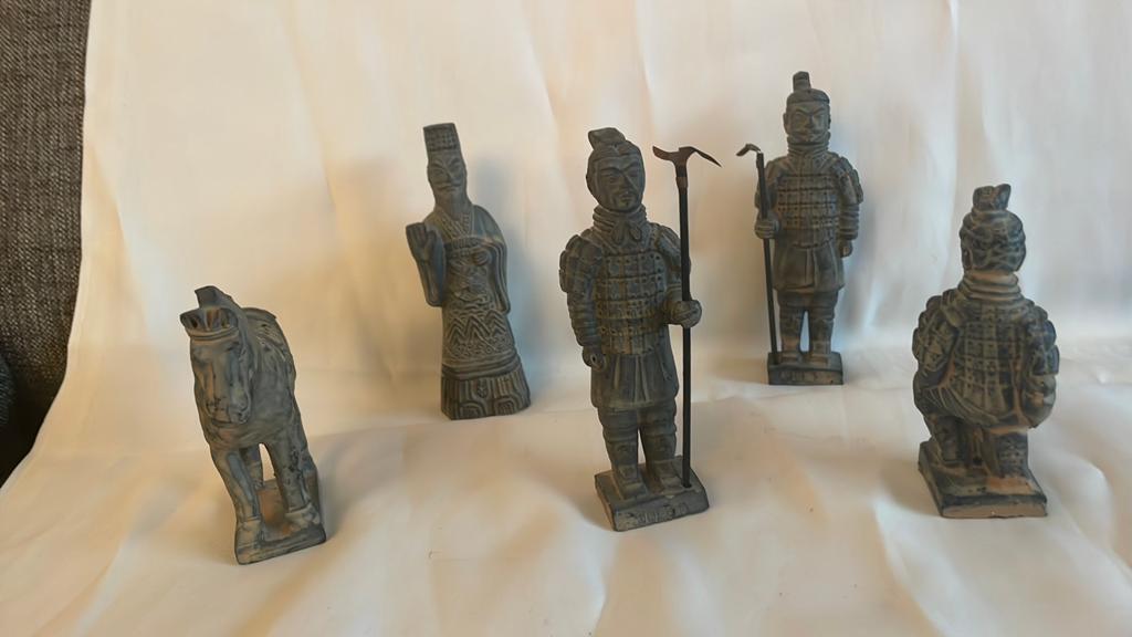 Terracotta Leger Beelden - Set van 5, Minder dan 20 cm, Ophalen of Verzenden, Handgemaakt, Steen of Keramiek