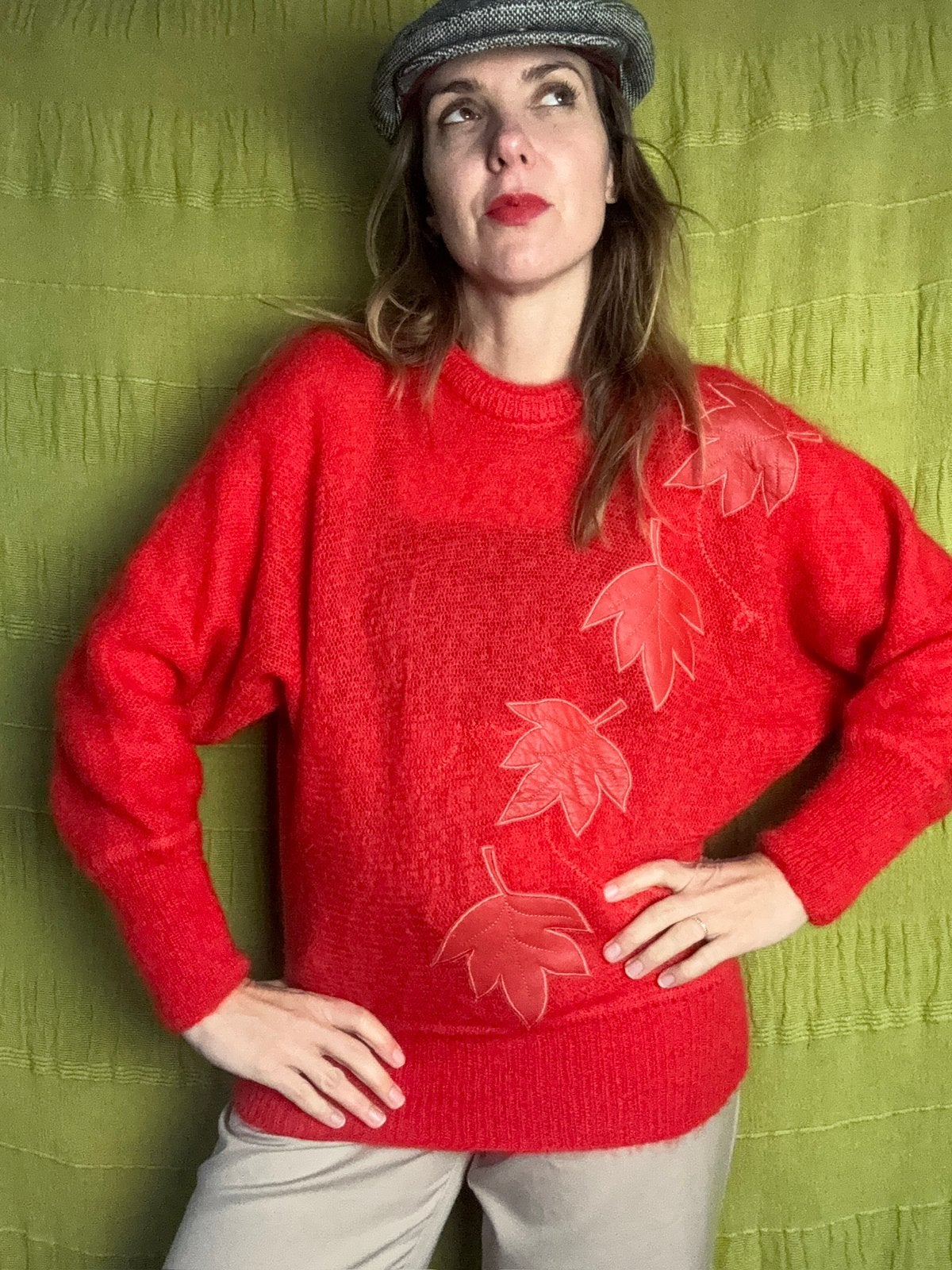 Vintage mohair trui / pullover - knitwear - rood - 36/S, Kleding | Dames, Hgv, Hgv, Ophalen of Verzenden, Vintage