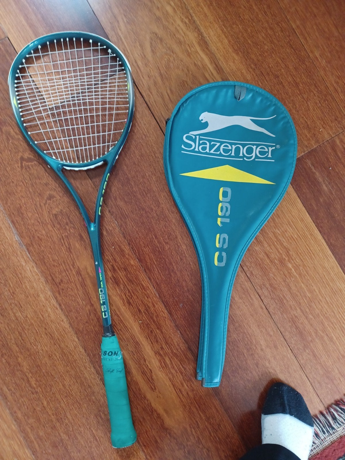 Slazenger CS 190 Squash Racket met Hoes - Gebruikt, Sport en Fitness, Tennis, Ophalen of Verzenden, Gebruikt, Racket