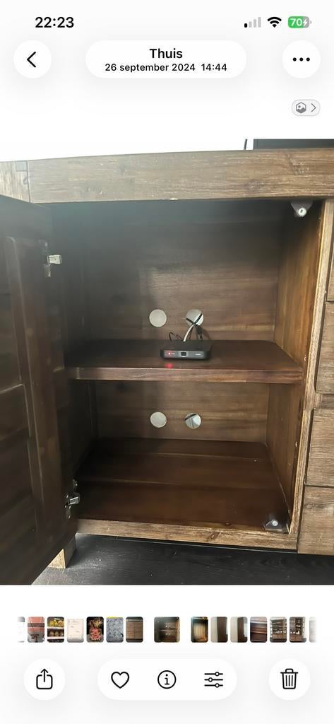 Buffetkast en tv kast acaciahout, Gebruikt, 100 tot 150 cm, Ophalen of Verzenden, Met lade(s)
