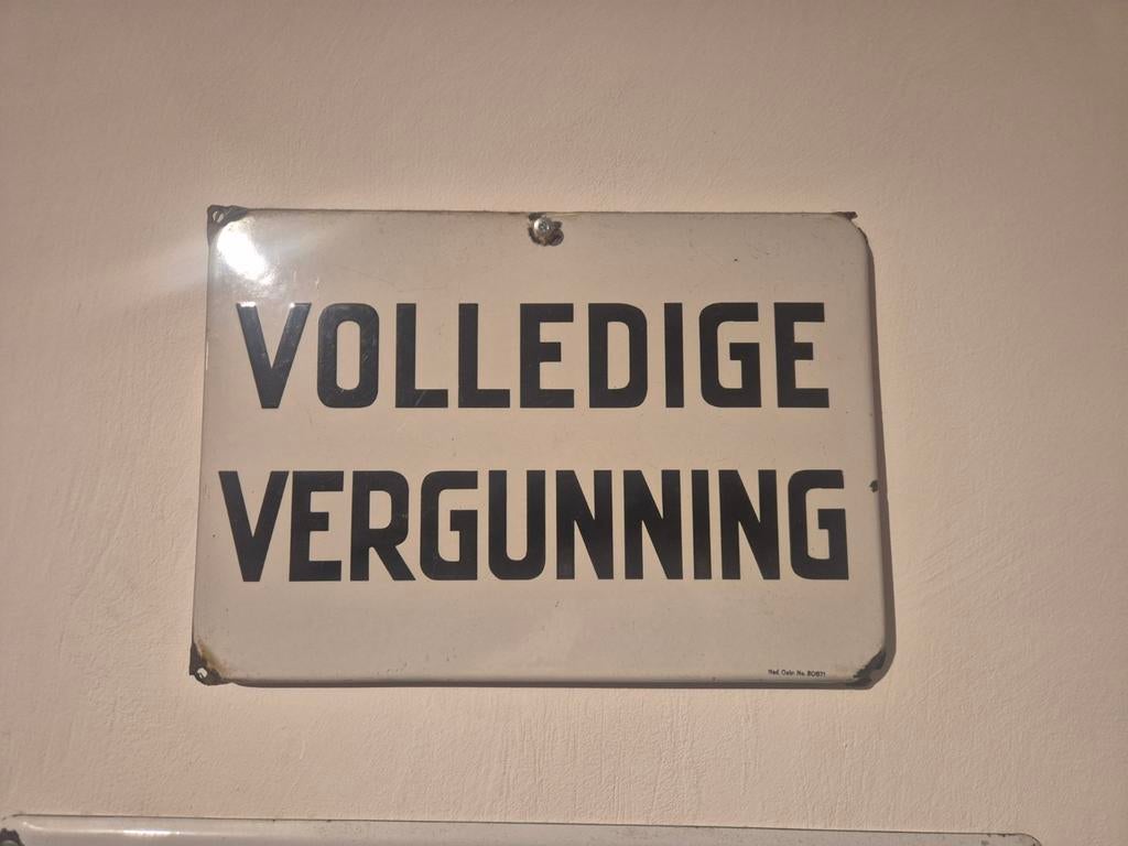 Emaille bord "Volledige Vergunning", Ophalen of Verzenden