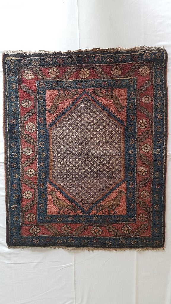 Antiek handgeknoopt Perzisch kleed 83 cm h x 68 cm b, Huis en Inrichting, 50 tot 100 cm, Zo goed als nieuw, Rechthoekig, 50 tot 100 cm