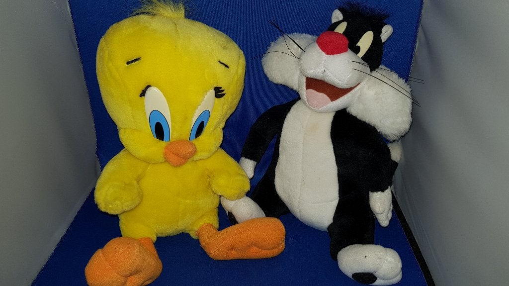 Tweety en Sylvester, knuffels, praten met elkaar! 4A40, Tweedehands verkoop, Tweedehands verkoop, Gebruikt, Overige typen