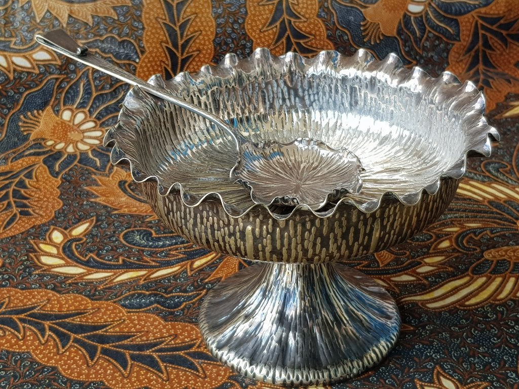 Zeldzame antieke Engelse Favel Elliot schaal met lepel 1887., Antiek en Kunst, Antiek | Woonaccessoires, Ophalen of Verzenden