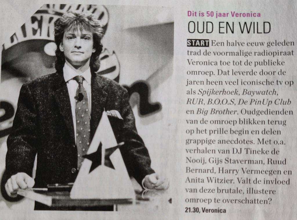 50 jaar Veronica . Oud en Wild. Foto Erik de Zwart. Knipsel, Verzamelen, Ophalen of Verzenden, 1980 tot heden, Nederland, Knipsel(s)