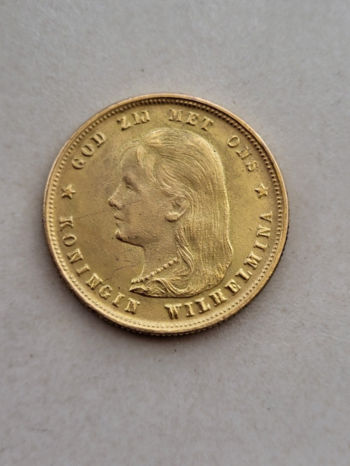 Gouden Tientje Koningin Wilhelmina 1897, Postzegels en Munten, Ophalen, Goud, Koningin Wilhelmina, Losse munt