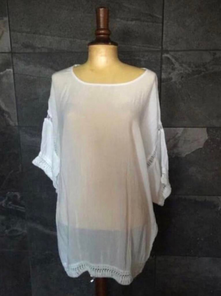 Puur viscose blouses met kanten details - Wit of lichtroze, Ophalen of Verzenden, Nieuw, Maat 38/40 (M), Wit