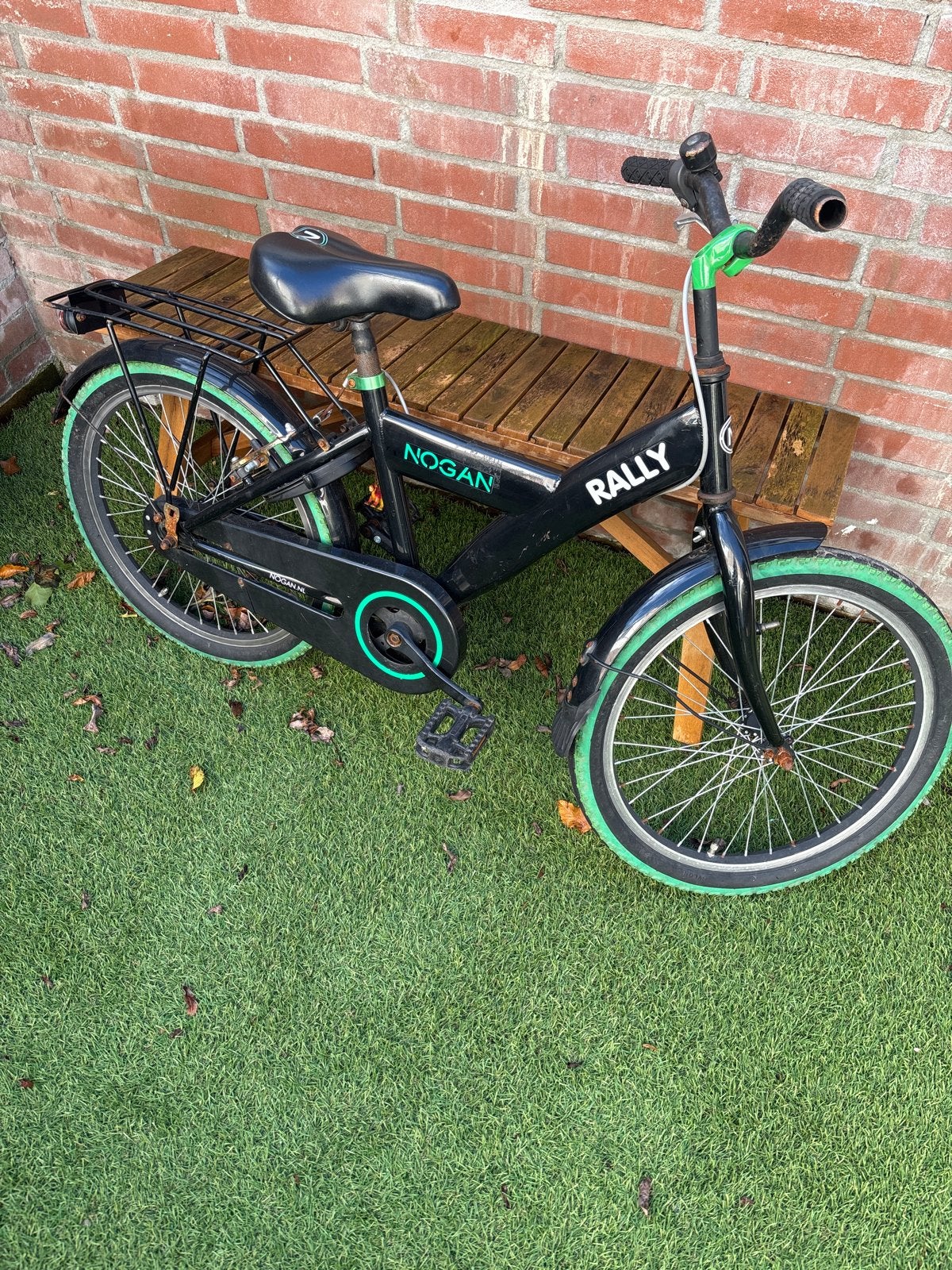 Nogan Rally kinderfiets 20 inch, zwart/groen, Overige merken, Terugtraprem, Gebruikt, Minder dan 49 cm