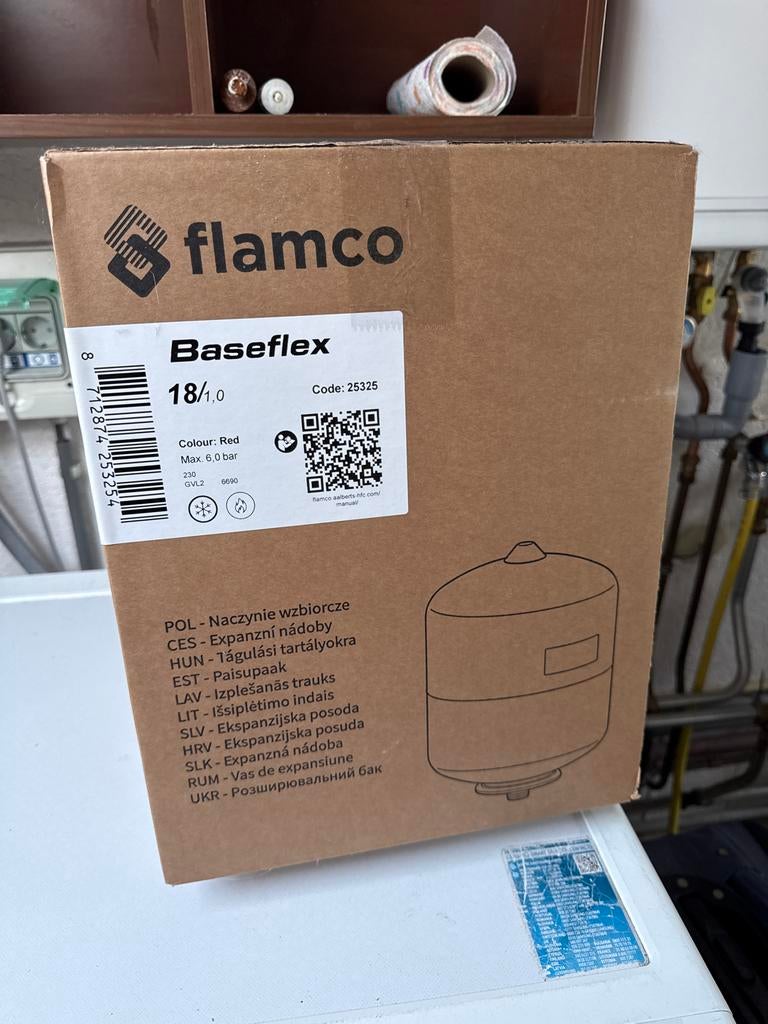 Flamco Baseflex Expansievat 18/1,0 Rood, Ophalen of Verzenden, Nieuw, Overige typen