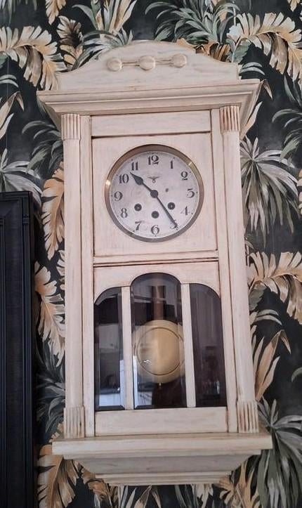 Duitse Wandklok met Westminster uurwerk in prima staat., Antiek en Kunst, Antiek | Klokken, Ophalen