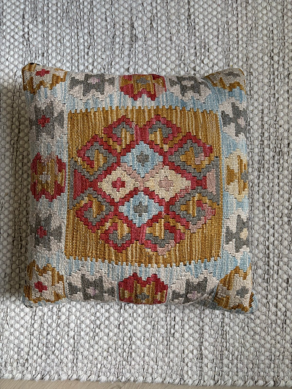 Kelim kussen 45x45 met kleurrijk patroon, Ophalen of Verzenden, Zo goed als nieuw, Overige kleuren, Vierkant