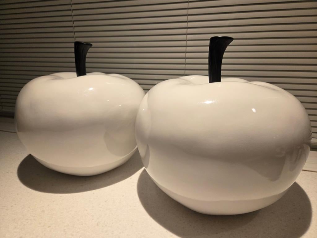 Set van 2 decoratieve witte appels - onbeschadigd, Ophalen, Zo goed als nieuw, Wit