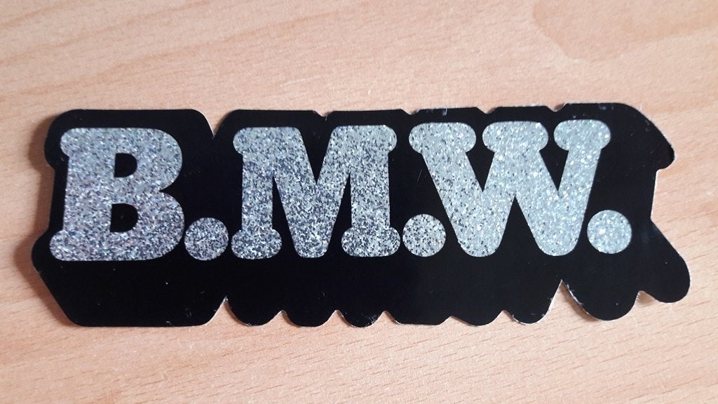 Sticker BMW - glitter puntjes - 13 x 4,5 cm, Verzenden, Nieuw