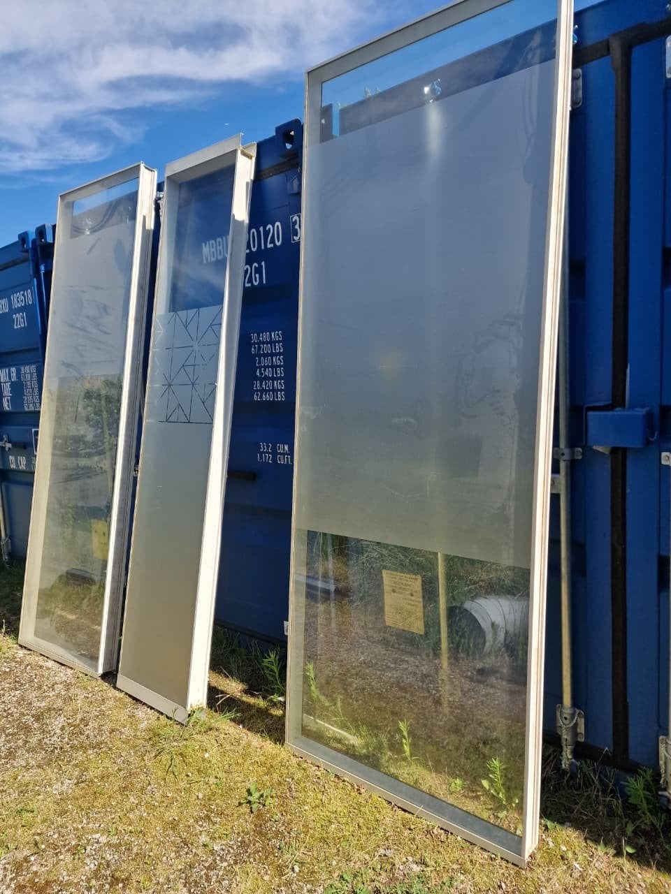 Grote glazen scheidingswanden in frame, Ophalen, Gebruikt, 80 tot 120 cm, 160 cm of meer