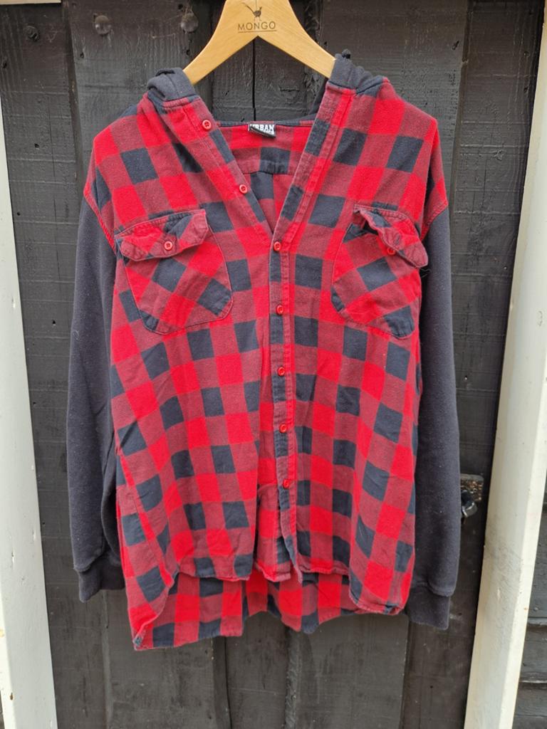 FLANELLEN HOUTHAKKERS BLOUSE ZWART ROOD GEBLOKT MAAT XL, Kleding | Heren, Ophalen of Verzenden, Rood, Halswijdte 43/44 (XL)