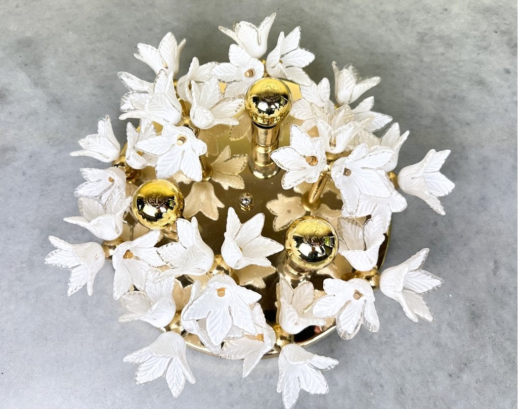 Vintage Murano bloemen plafondlamp, Huis en Inrichting, Lampen | Plafondlampen, Niet ingevuld, Gebruikt, Niet ingevuld, Ophalen of Verzenden