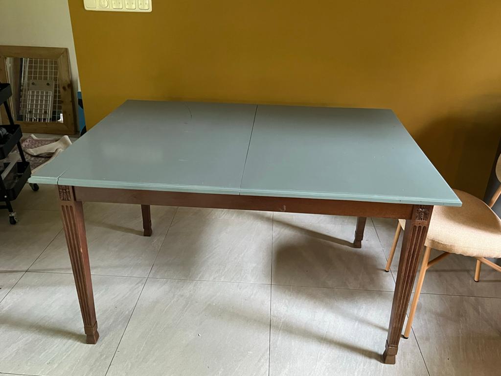 Antieken houten tafel, ca. 1920 - met sierlijke poten, Ophalen, Gebruikt, 100 tot 150 cm, Eikenhout