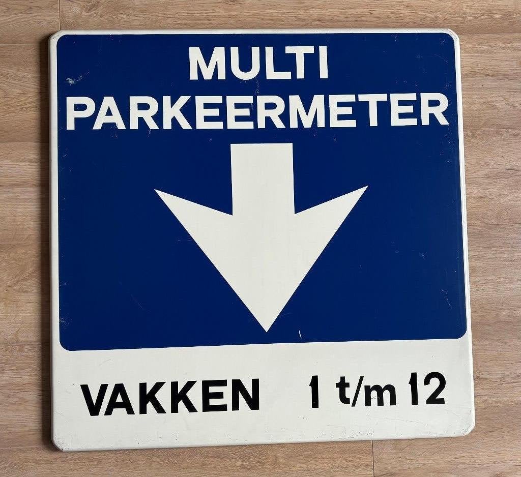 Oud verkeersbord multi parkeermeter 80 x 80 cm, Ophalen, Gebruikt