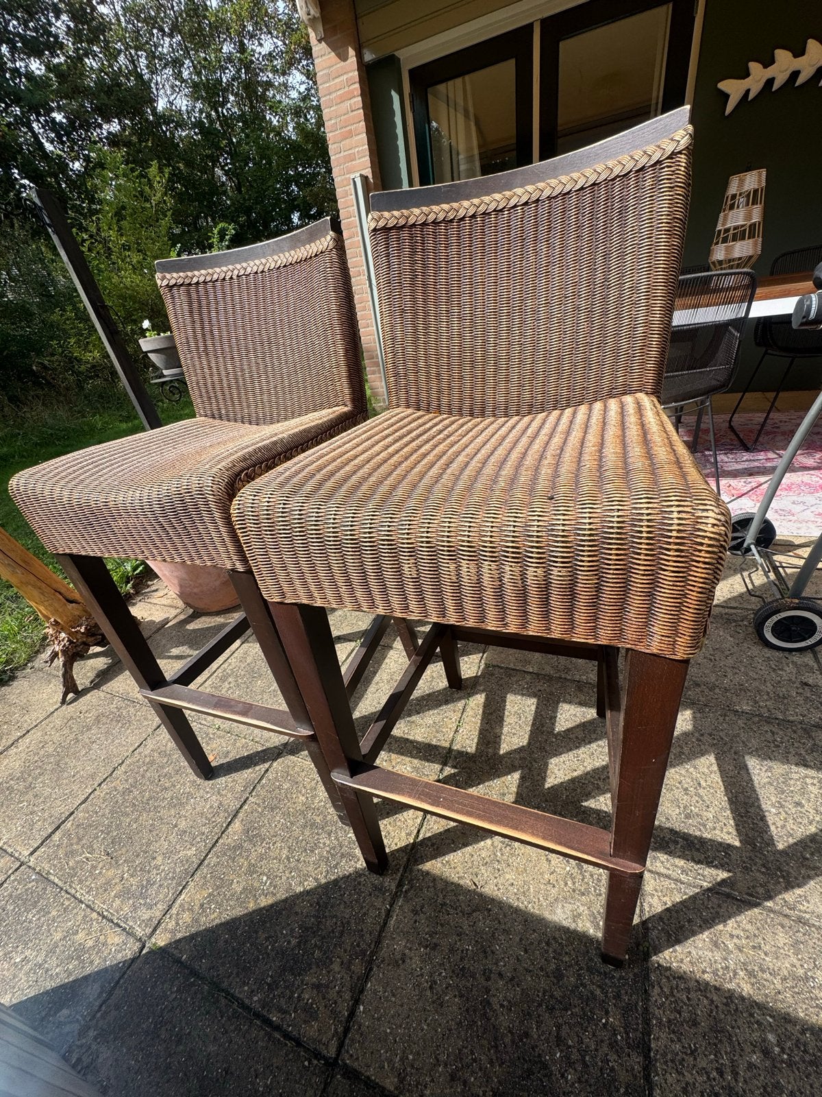 2x Originele Loom barkrukken, zithoogte 76/78 cm, Huis en Inrichting, Ophalen, Gebruikt, Met voetsteun, 90 cm of meer