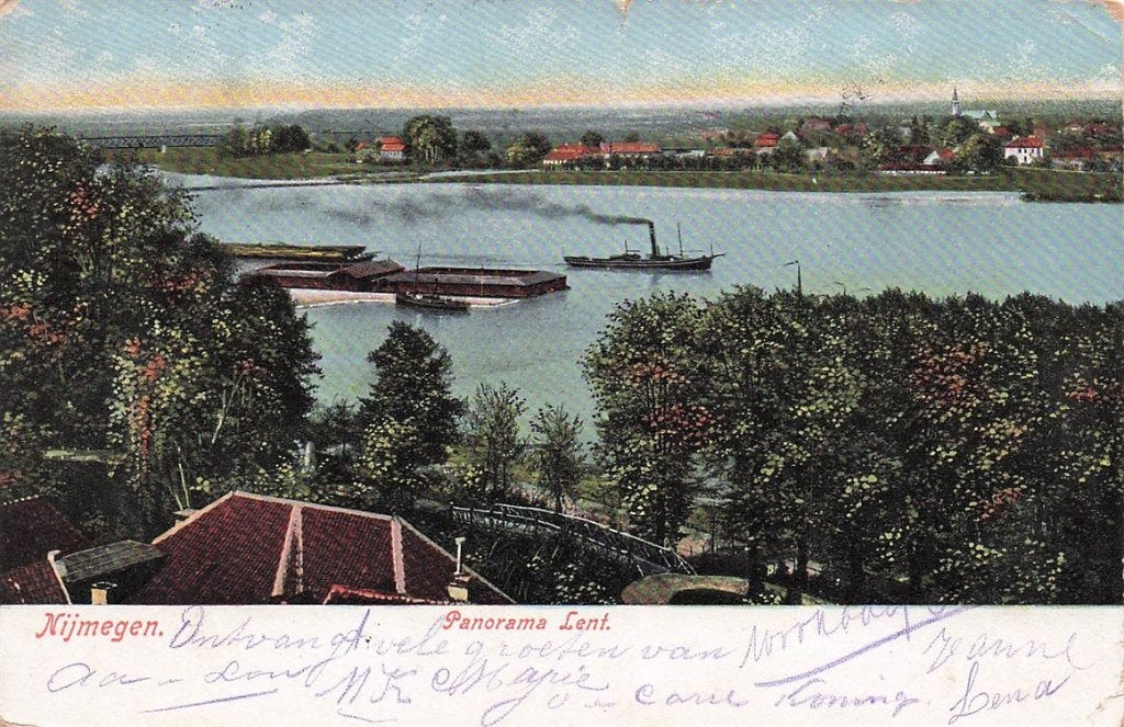 702-169-037 Nijmegen Panorama Lent, Verzamelen, Ansichtkaarten | Nederland, Verzenden, Voor 1920, Gelderland