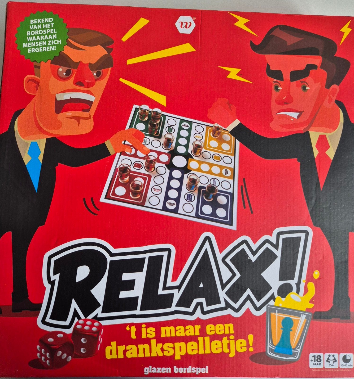Relax! 't is maar een drankspelletje! - Glazen bordspel, Hobby en Vrije tijd, Gezelschapsspellen | Bordspellen, Een of twee spelers
