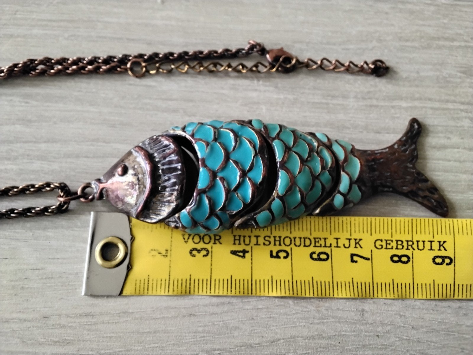 ketting AZIE KOPER, Met hanger, Overige materialen, Blauw, Ophalen of Verzenden