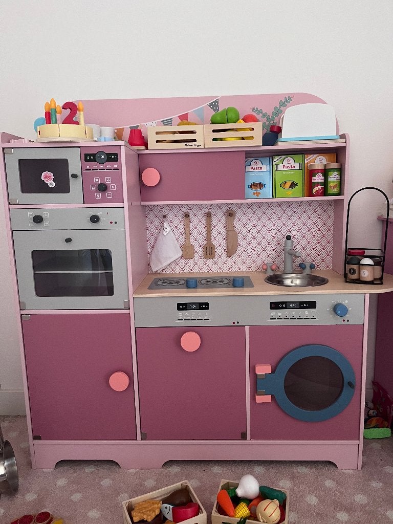 Prachtige roze houten speelkeuken met veel spulletjes!, Ophalen, Zo goed als nieuw, Hout, Speelkeuken