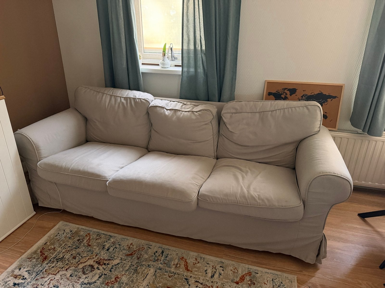 IKEA Ektorp 3-zitsbank - beige, Ophalen, Gebruikt, Driepersoons, 75 tot 100 cm