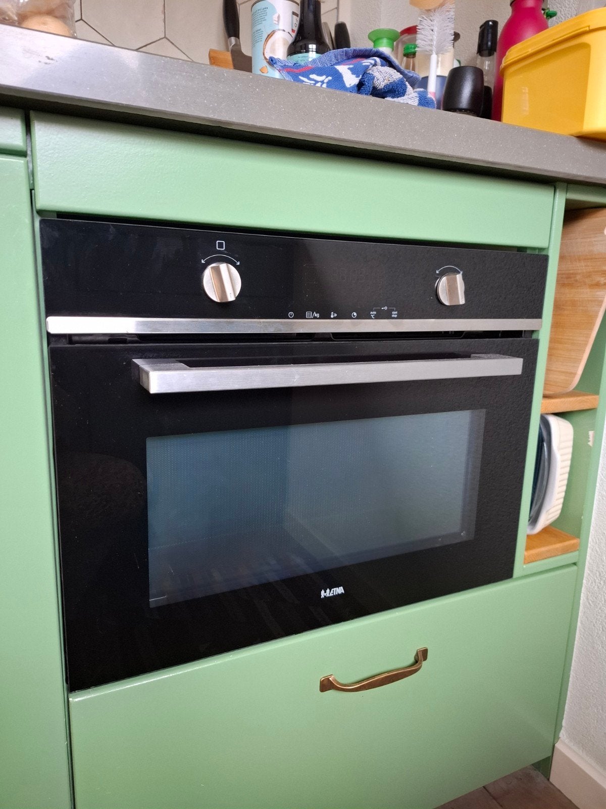 Zwarte Etna CM350ZT combi oven, Ophalen, 45 tot 50 cm, Gebruikt, Oven