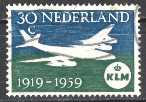 nvph 730 --40 jaar KLM 1959, Postzegels en Munten, Ophalen of Verzenden, Na 1940, Gestempeld
