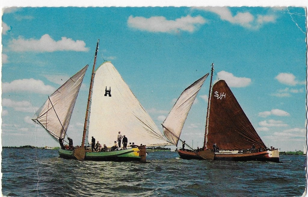 Sus671 gelopen oude ansichtkaart Friesland skutsjesilen, Ophalen of Verzenden, 1960 tot 1980, Gelopen, Friesland