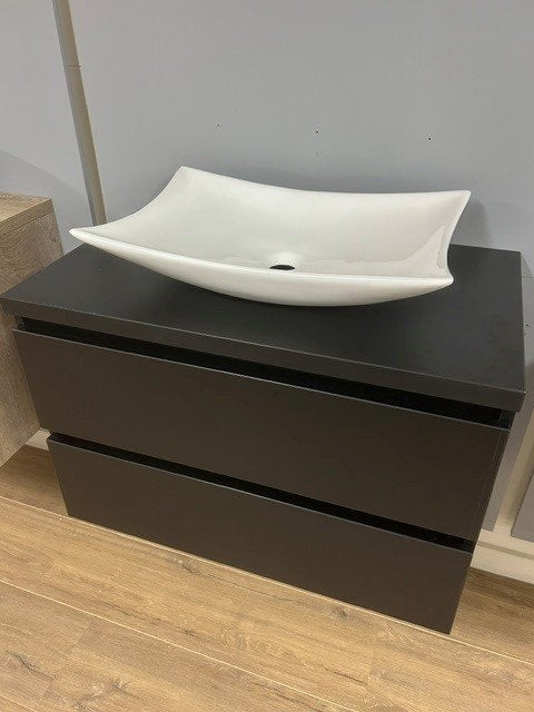 0265. Badmeubel 80cm mat zwart met keramische schaal, Ophalen, Nieuw