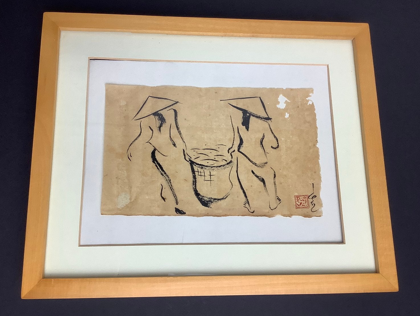 NGUYEN TIEN LONG - inkttekening op geschept papier     (A), Ophalen of Verzenden