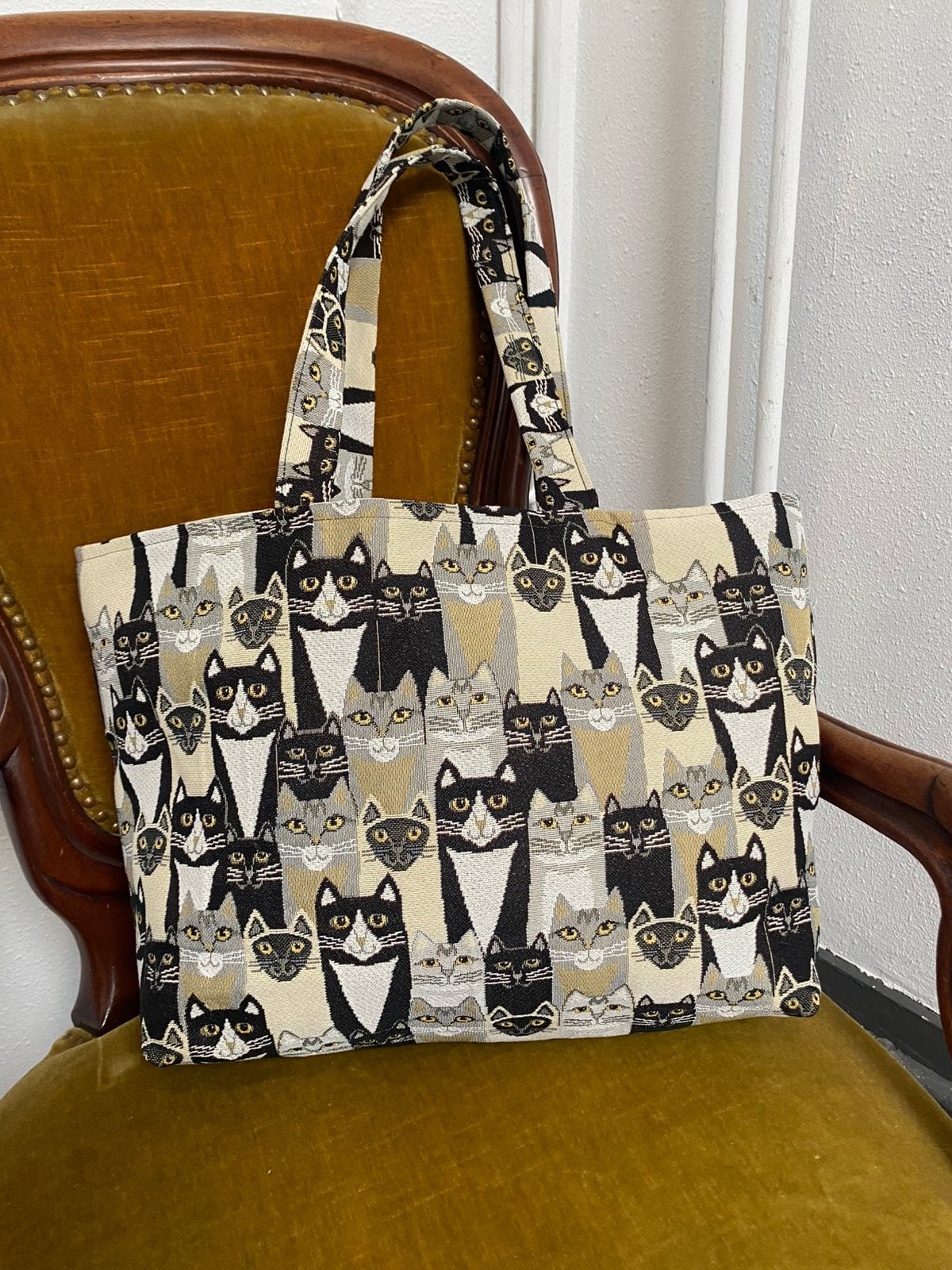 Shopper tas gobelin Katten, handgemaakt, Ophalen of Verzenden, Nieuw, Beige, Shopper