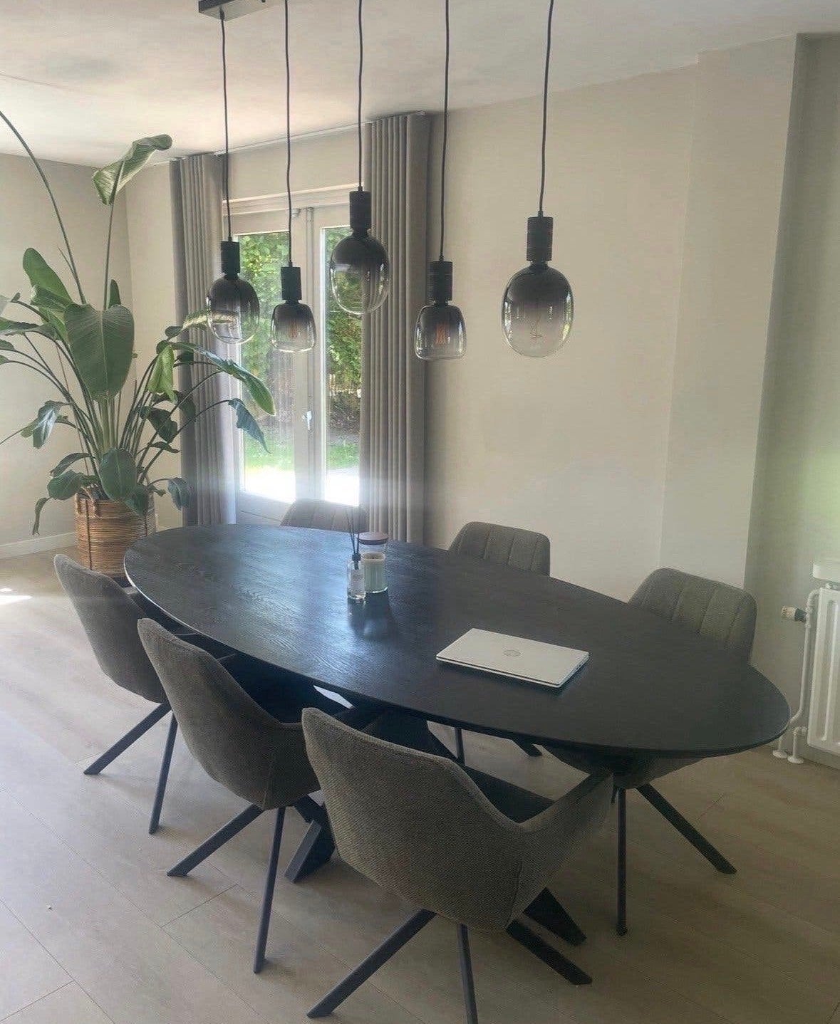 Moderne ovale eettafel Goossens, Ophalen, 100 tot 150 cm, Eikenhout, Zo goed als nieuw