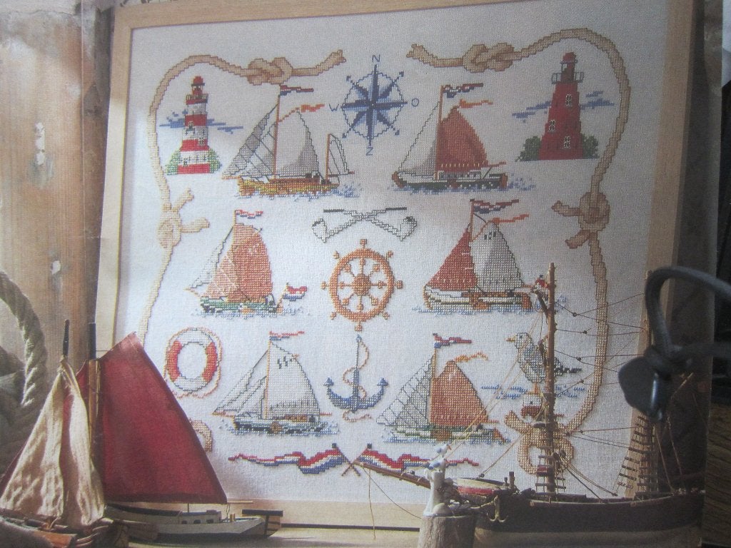 borduurpatroon borduurpatronen zeilschepen schip boten tjalk, Ophalen of Verzenden, Zo goed als nieuw, Handborduren, Patroon