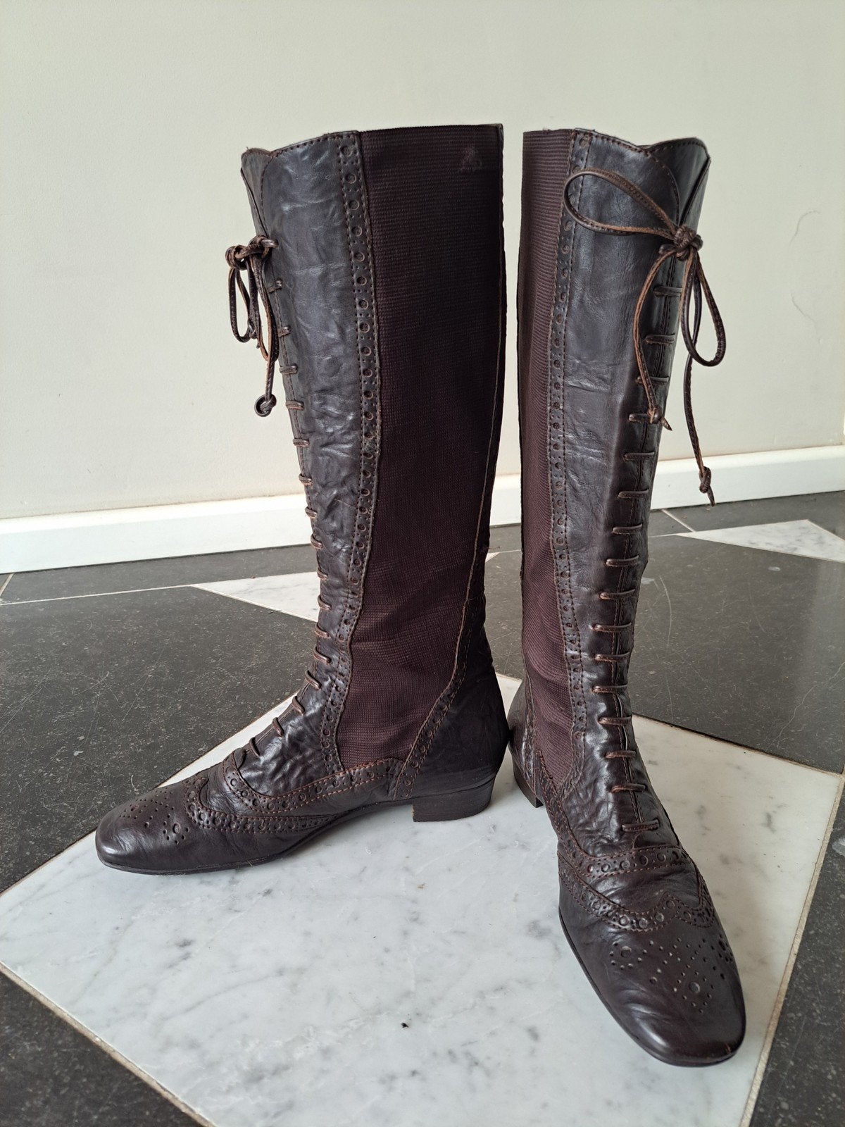 Pons Quintana bruine leren hoge laarzen, goede staat, mt 37, Hoge laarzen, Bruin, Ophalen of Verzenden, Pons Quintana