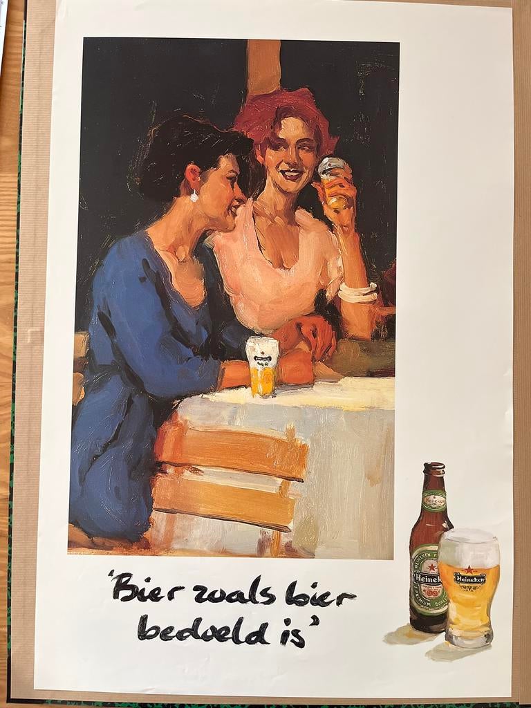 Heineken Poster 'Bier zoals bier bedoeld is' 46,5x69 cm, Verzamelen, Ophalen of Verzenden, A1 t/m A3, Reclame, Rechthoekig Staand