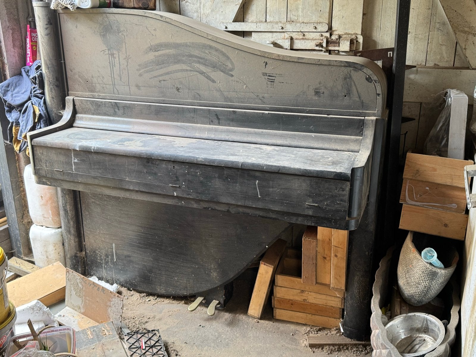 Oude Piano Vleugel - Opknapper of Decoratie, Ophalen of Verzenden, Gebruikt, Zwart, Vleugel